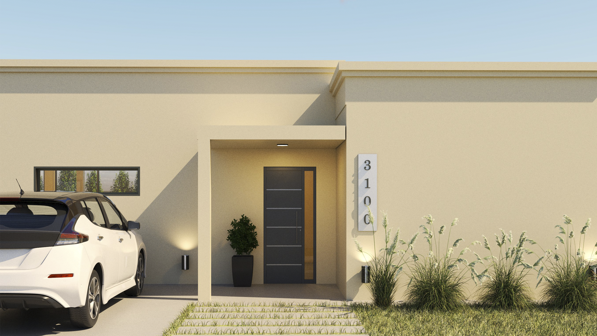 Vivienda unifamiliar en esquina con diseño contemporáneo y patio integrado